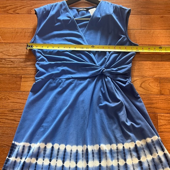 Lands' End MIDI sleeveless Crossover V-Neck Knot Waist Blue Tie Dye Women's L - Picture 6 of 10